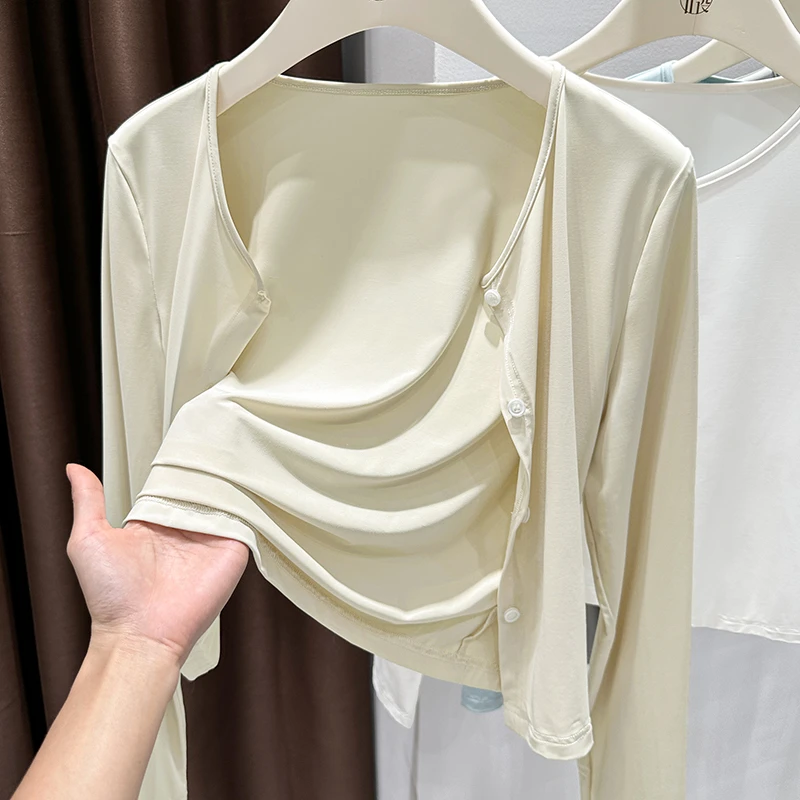 黄色新款宽松显瘦圆领防晒罩衫2025秋季软糯亲肤针织开衫长袖外搭