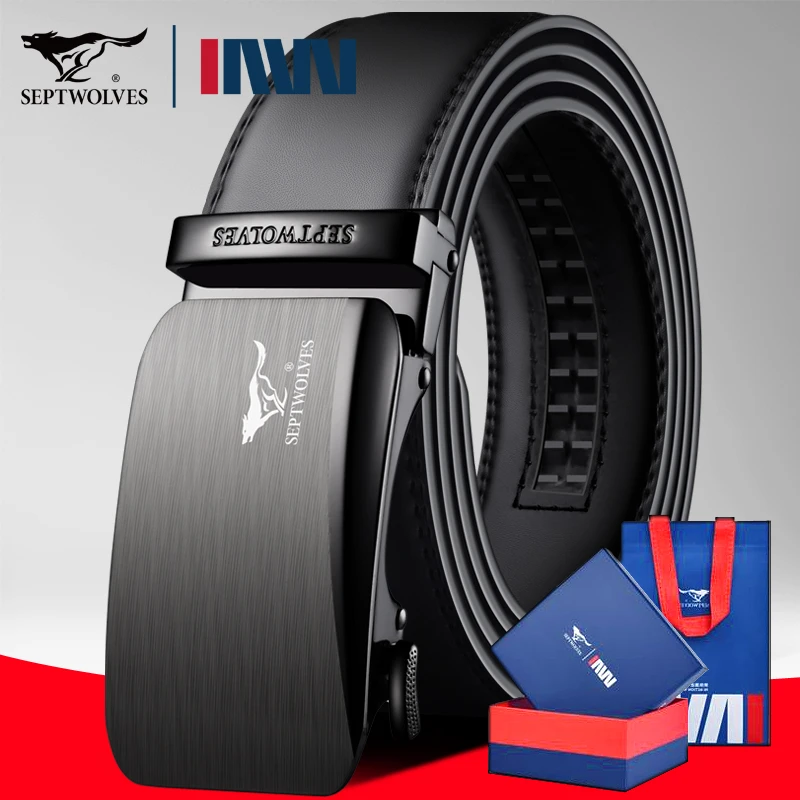 七匹狼真牛皮皮带男士自动扣真皮正品新款男款裤带男式腰带年轻人