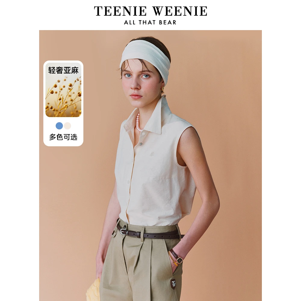 TeenieWeenie小熊25夏新款时尚知识分子风无袖衬衫女TTYA252403E