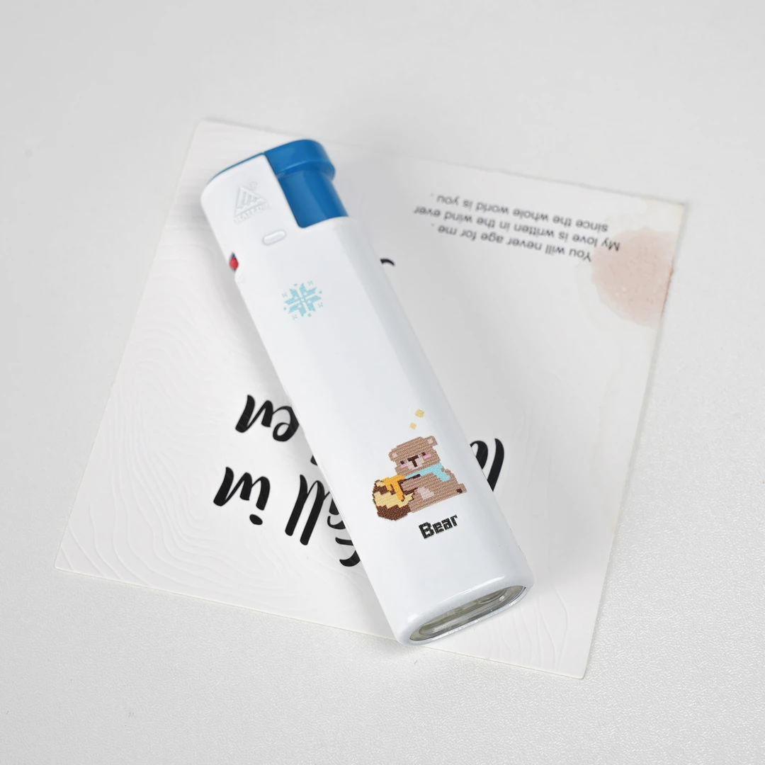 像素动物原创ins风个性防风可充气金属外壳蓝焰直冲创意打火机