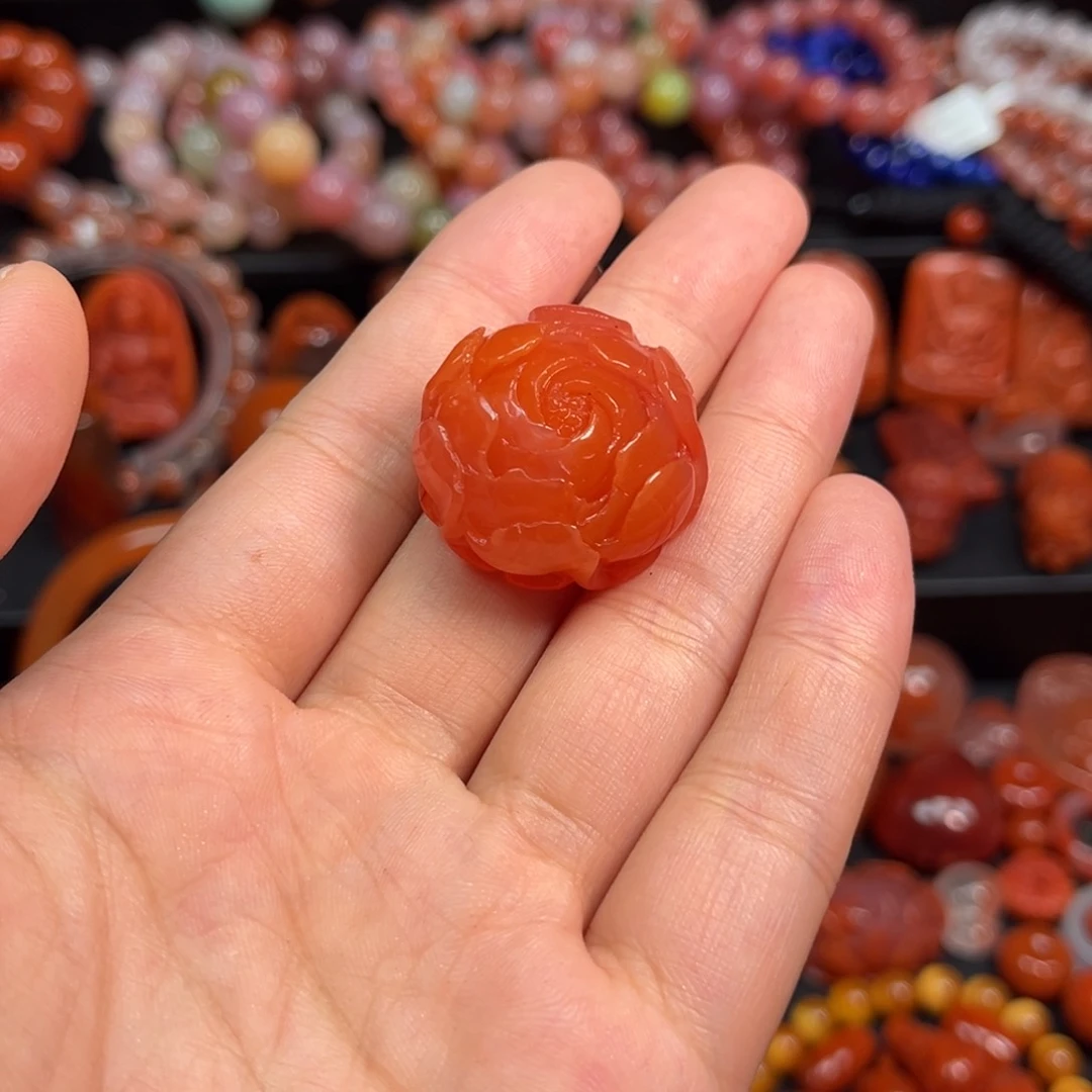 南红玛瑙牡丹花未镶嵌