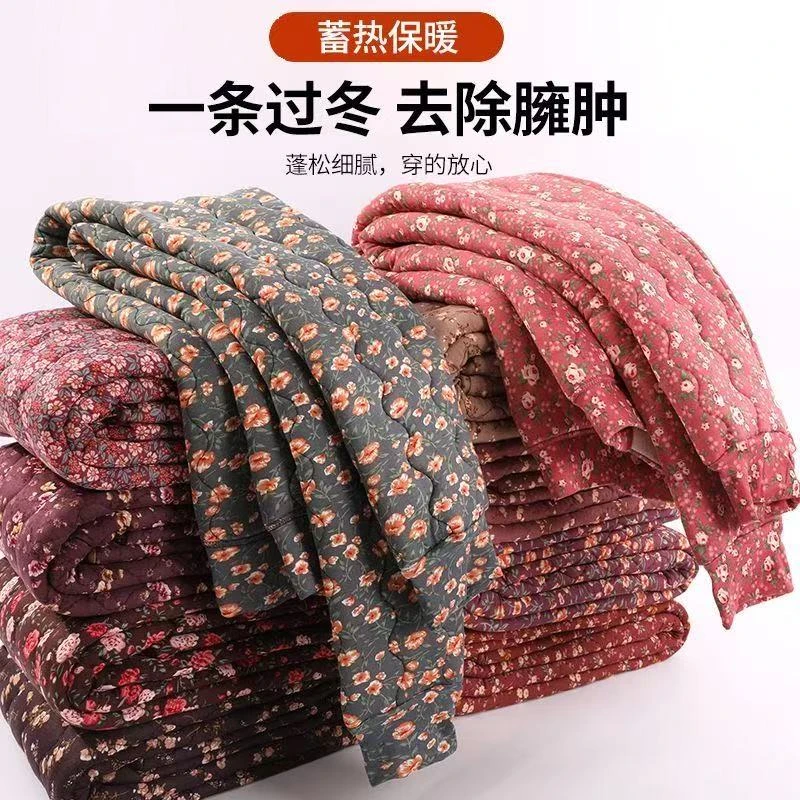 一件过冬！妈妈装女款保暖冬季中腰印花微弹加厚款棉裤