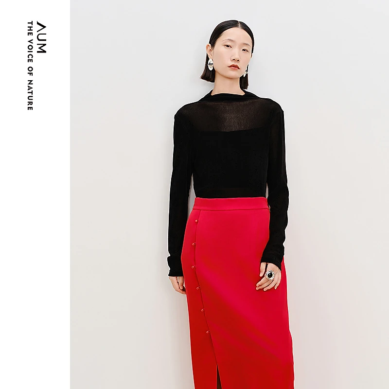 AUM黑色气质百搭衬衫M1FZ12821