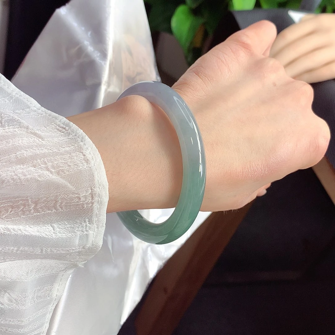 未镶嵌手镯翡翠天然A货翡翠58-59江南烟雨朦胧美镯20号