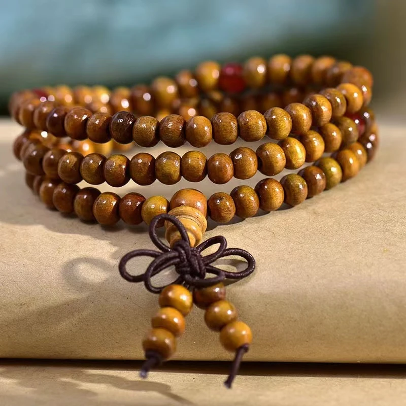 非金属木质手链 6毫米108颗多圈木质DIY手串链结串珠用品男女念珠