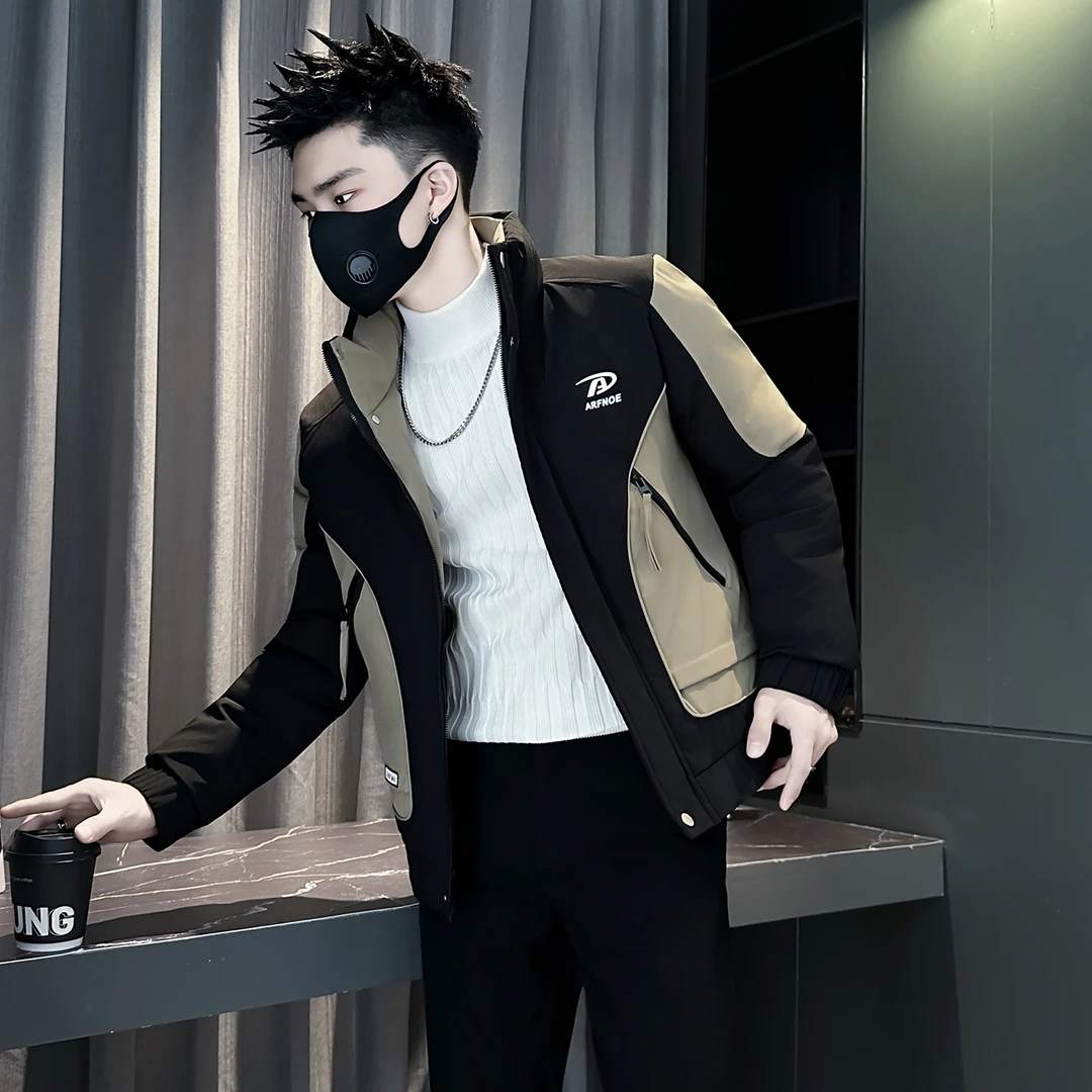 夹克棉服男款冬季潮牌痞帅立领男士棉衣外套高级感拼接修身棉袄子