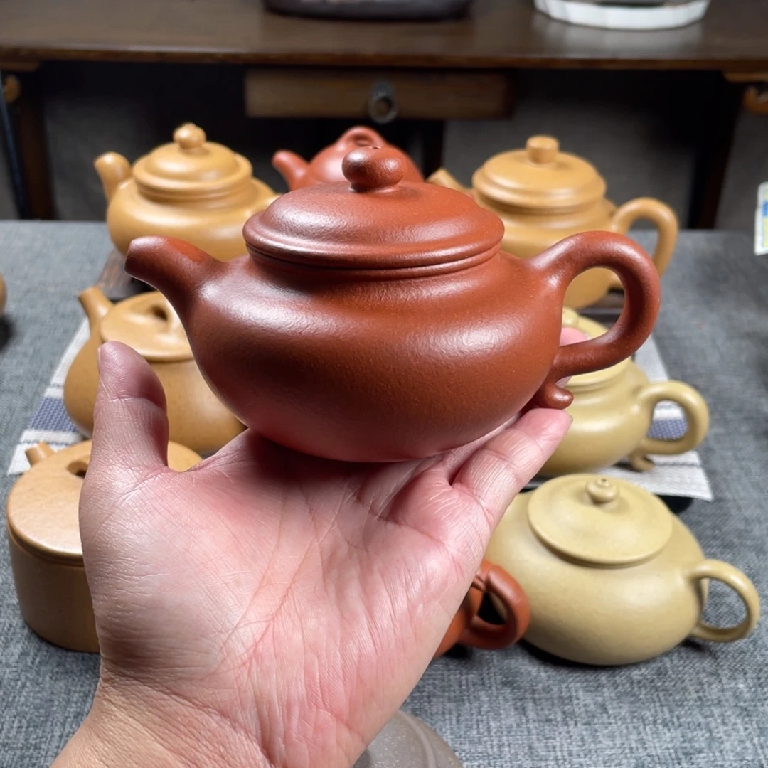 茶壶紫砂红降坡仿古全手 40目200