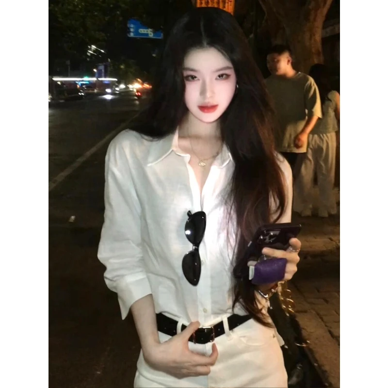 MARIE.COCO简约轻职感干练气质穿搭百搭白色衬衫上衣高腰气质长裤
