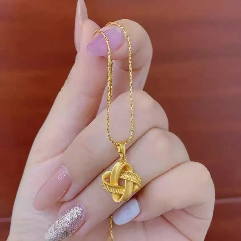 铜合金项链 A-70-M扣满天星辰链如意结金色吊坠项链经典百搭