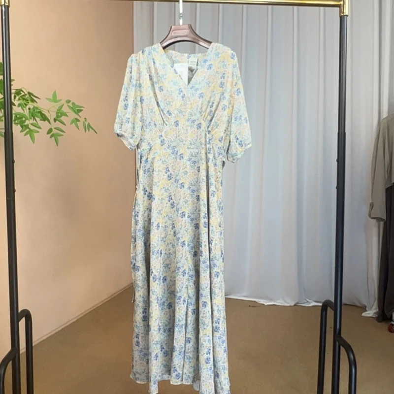 【纱裙均码各1件】夏季女装连衣裙时尚复古显瘦印花常规碎花