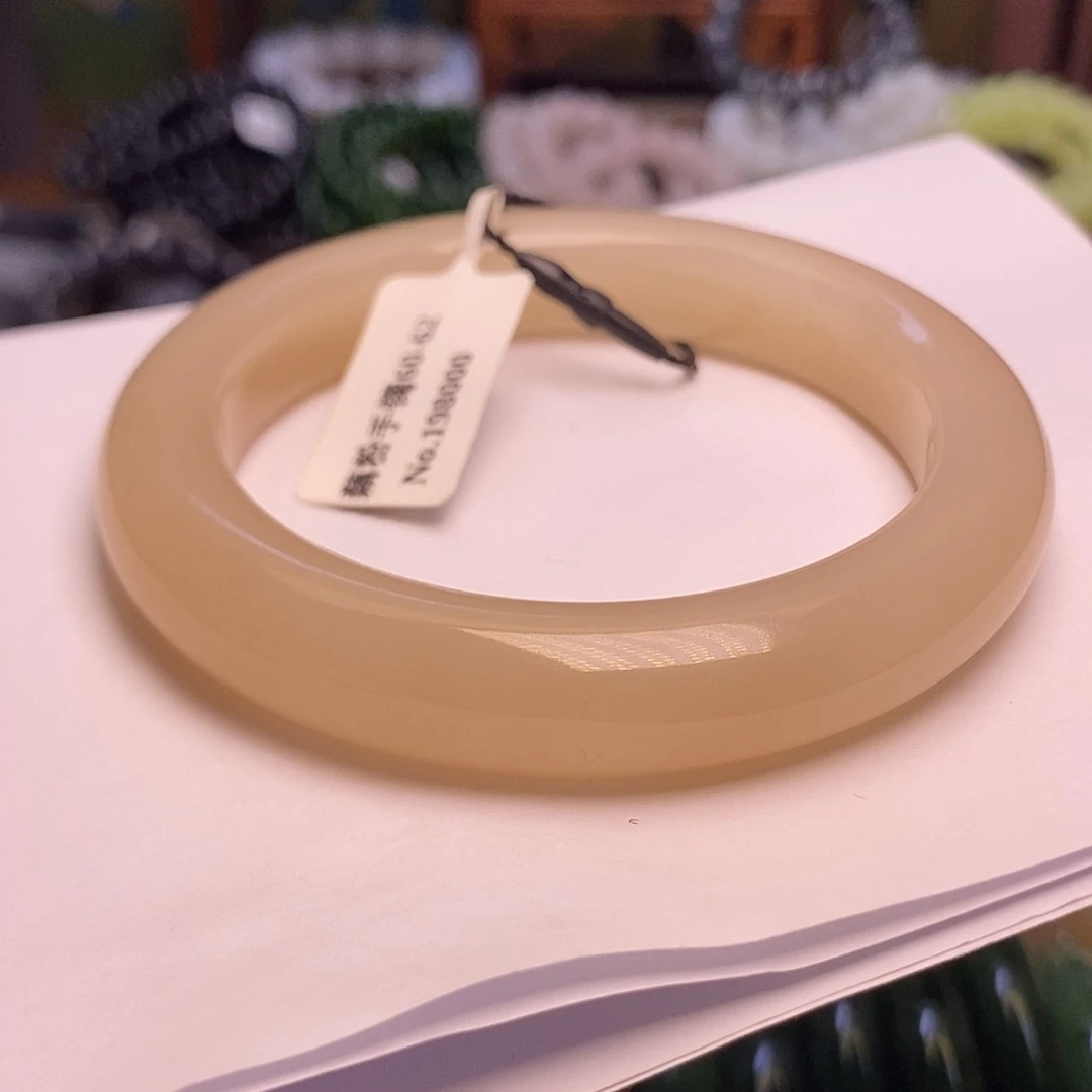 和田玉未镶嵌颈饰藕粉老熟料红粉收藏手镯60.5