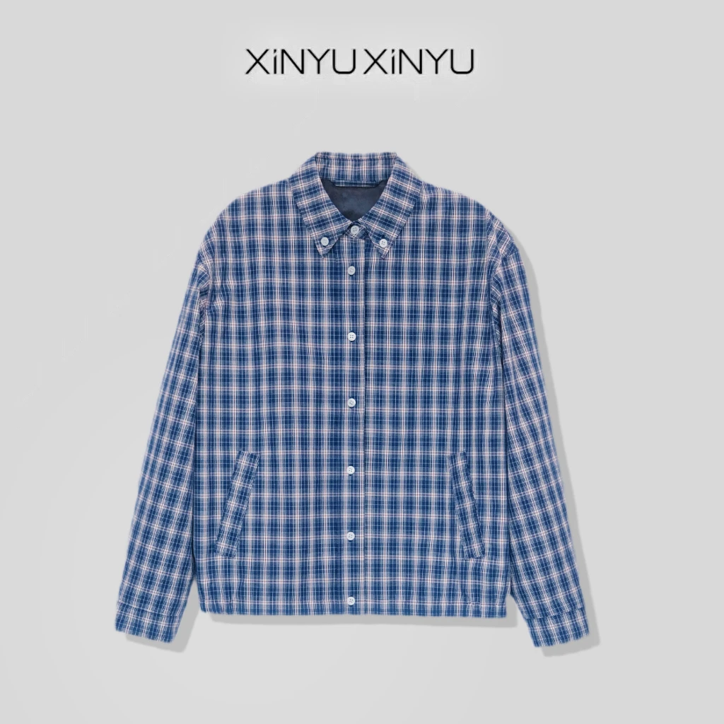 XINYU/芯与『定格时光』100棉miu系色织格纹夹克外套 31751 格子
