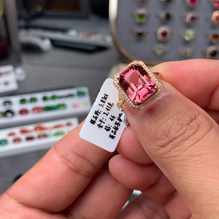 18K金镶嵌戒指碧玺碧玺