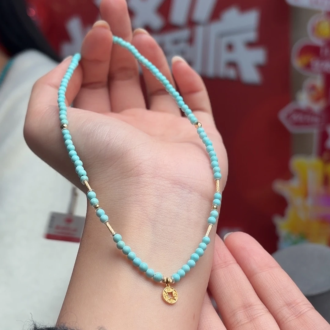 绿松石18K金镶嵌颈饰