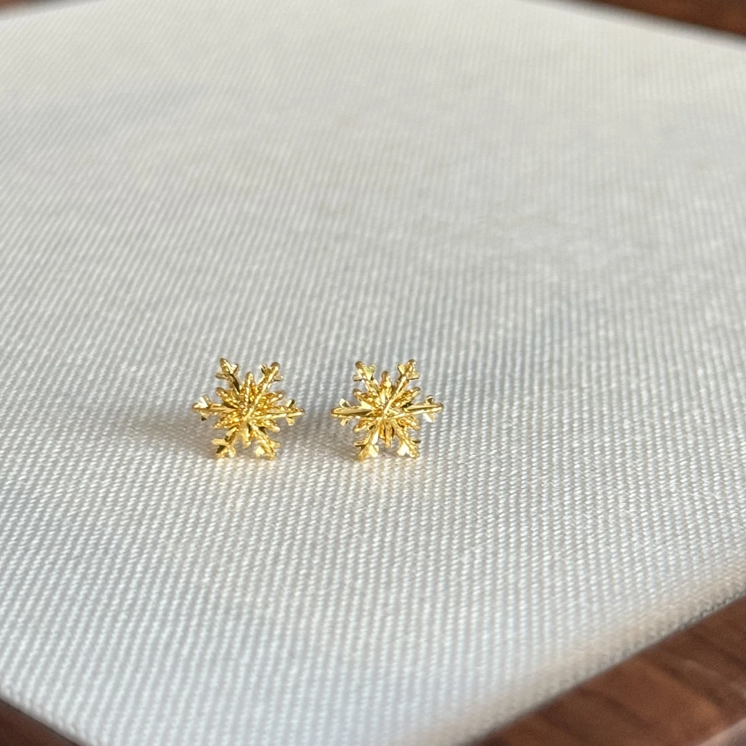 E【雪花耳钉】-足金999精工5G耳饰