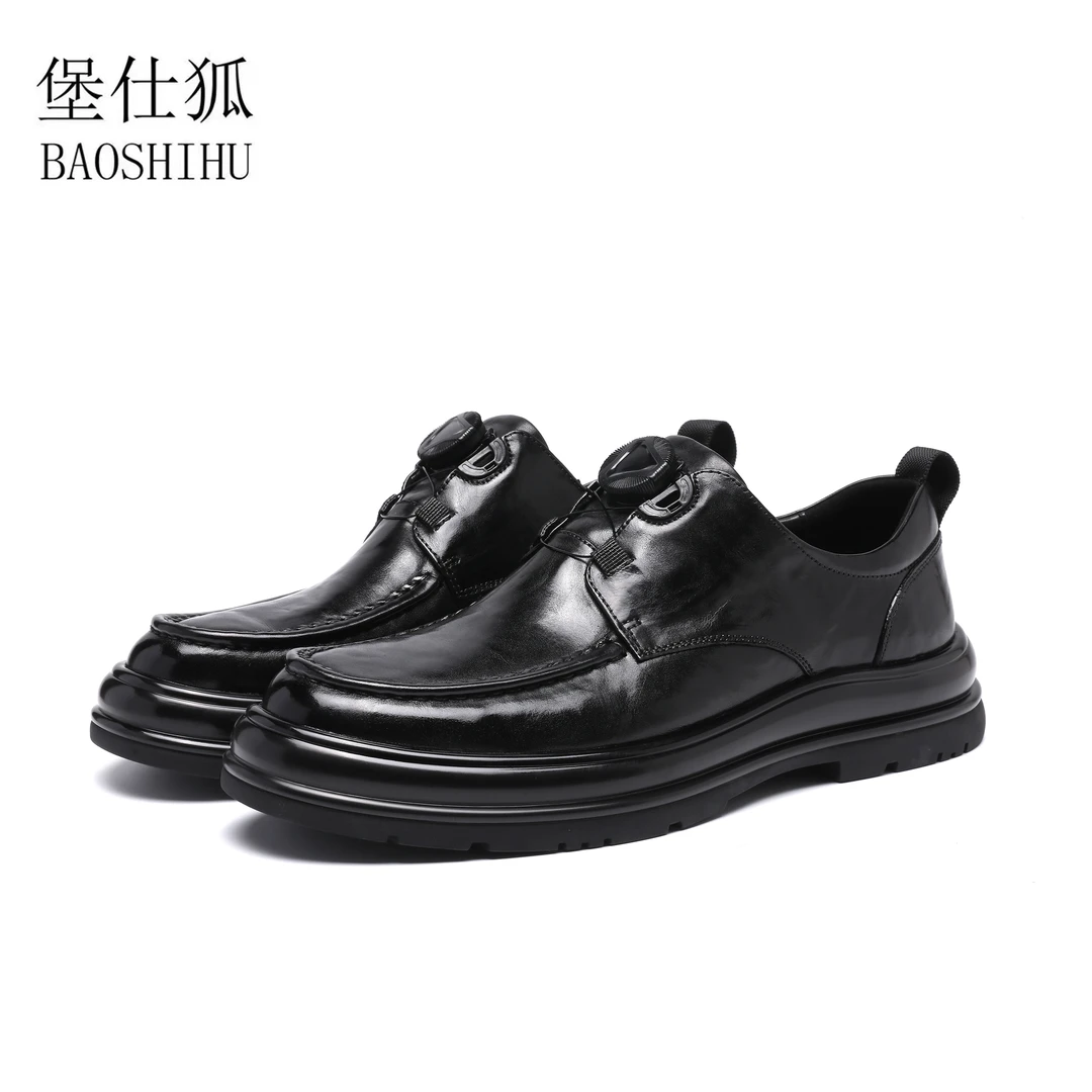 男士秋季新款素面防滑增高休闲皮鞋正装商务时尚百搭乐福男款男鞋