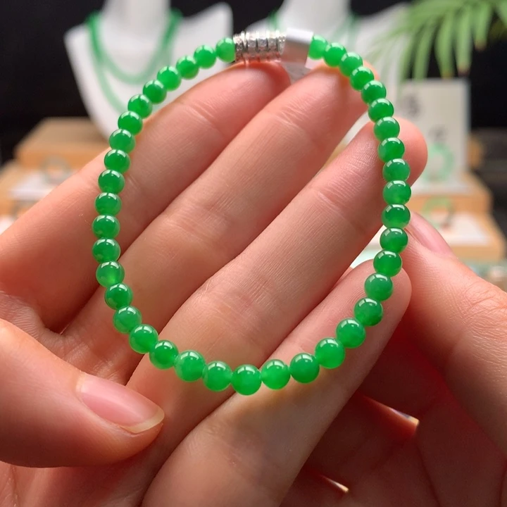 翡翠未镶嵌手串天然缅甸A货翡翠卡4.3mm