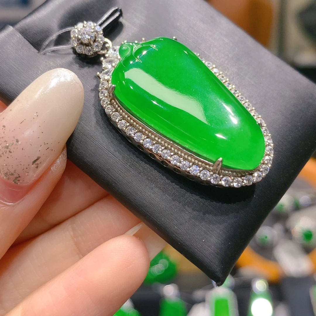 【闪购商品】颈饰银S925镶嵌翡翠5柒姐