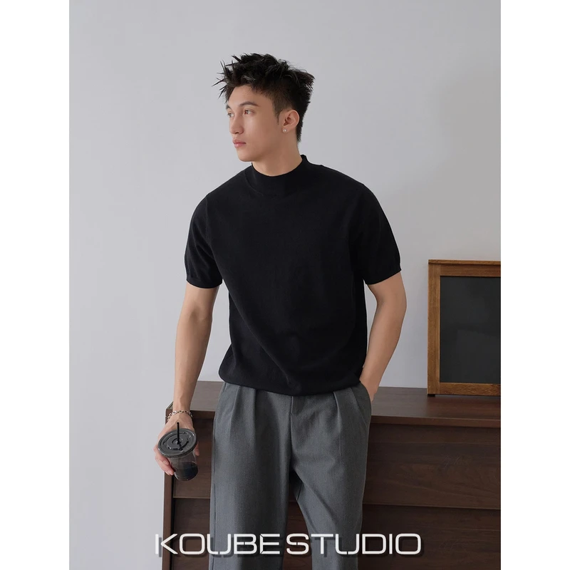 余乐「莱赛尔 针织打底」早春纯色内搭亲肤保暖打底衫男小中领T恤