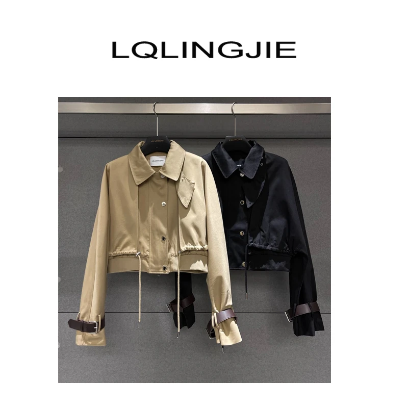 【徐哥】 时尚气质设计款抽绳收腰假两件休闲短款外套91002