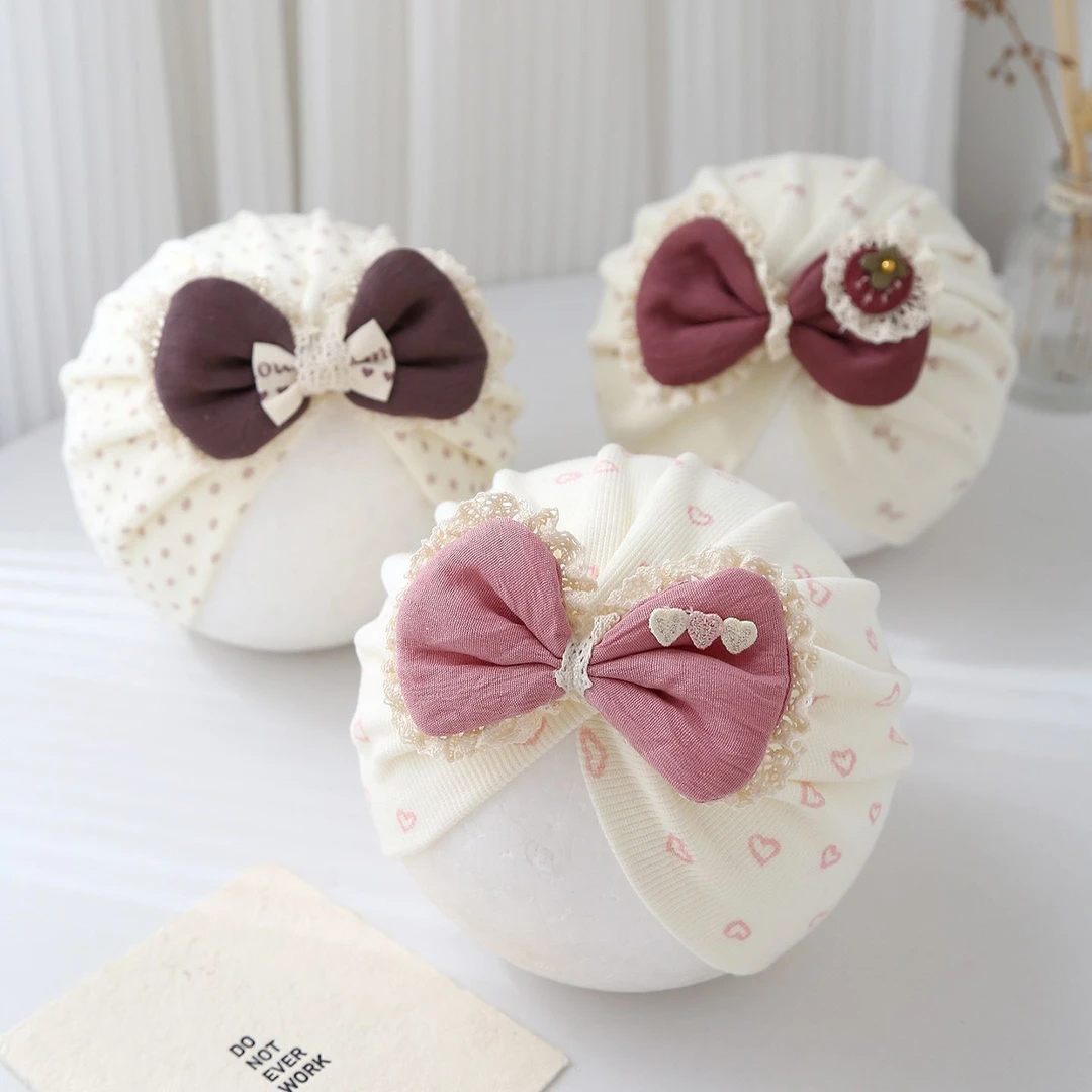 婴幼儿帽子春秋季护囱门胎帽宝宝小月龄0-12月蝴蝶结囟门印度帽夏