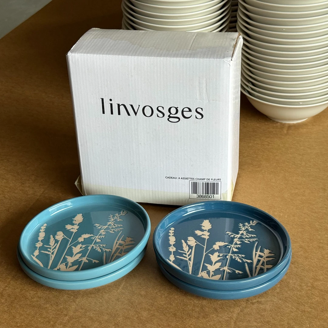 【出口款】6英寸“花田”系列吐骨碟（4只） 法国款盒装 1380度高温釉下彩陶瓷