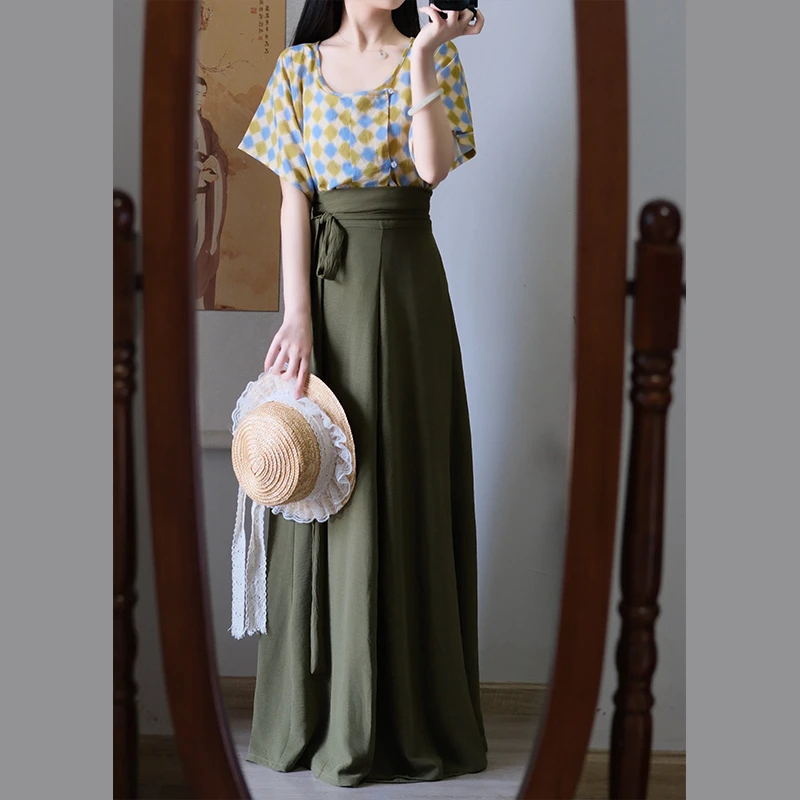 花相知原创唐褙子上衣破裙日常圆领通勤汉服坦领半臂新中式夏季女