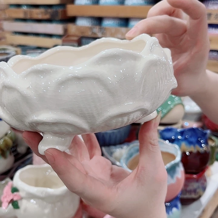 有孔.凑单10元陶瓷花盆发货！