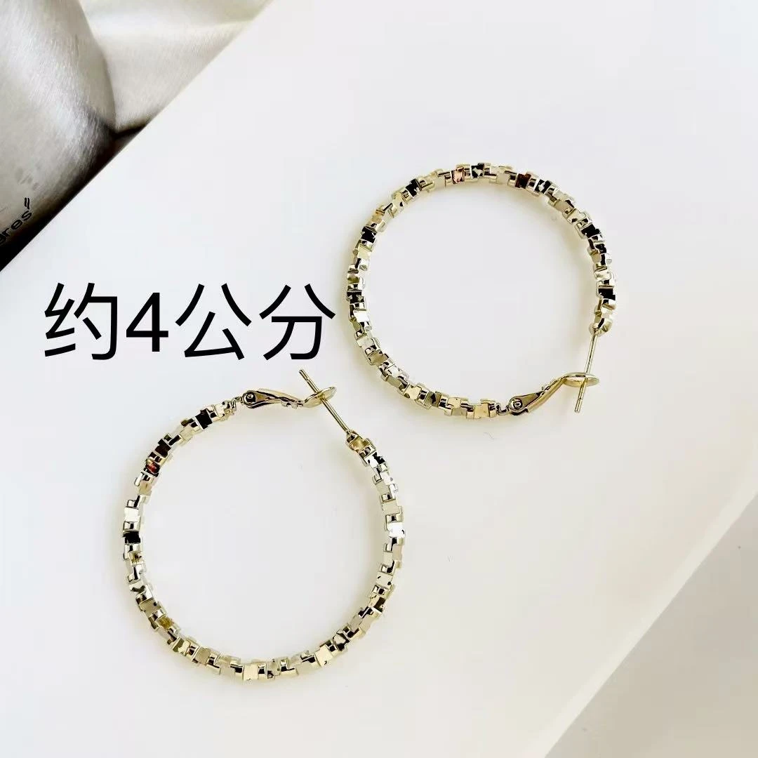 铜合金耳饰 a609 a619 a628欧比雅比【4公分碎银子】休闲耳圈51492