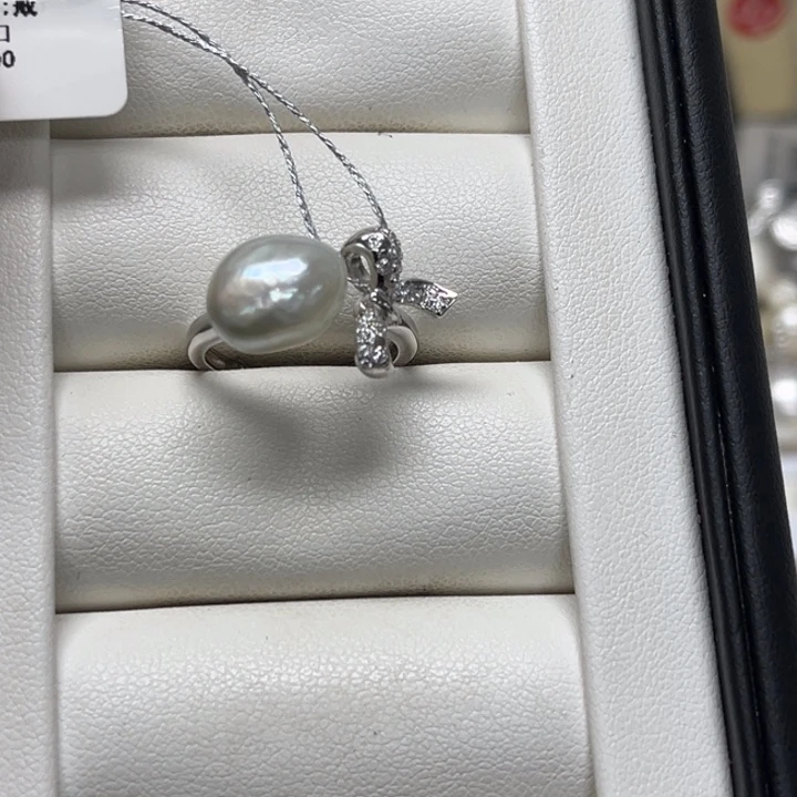 戒指海水珍珠银S925镶嵌keshi戒指21号