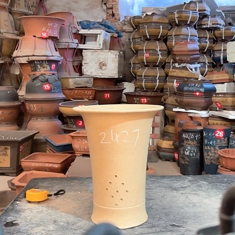 紫砂花盆高蓝花盆一个