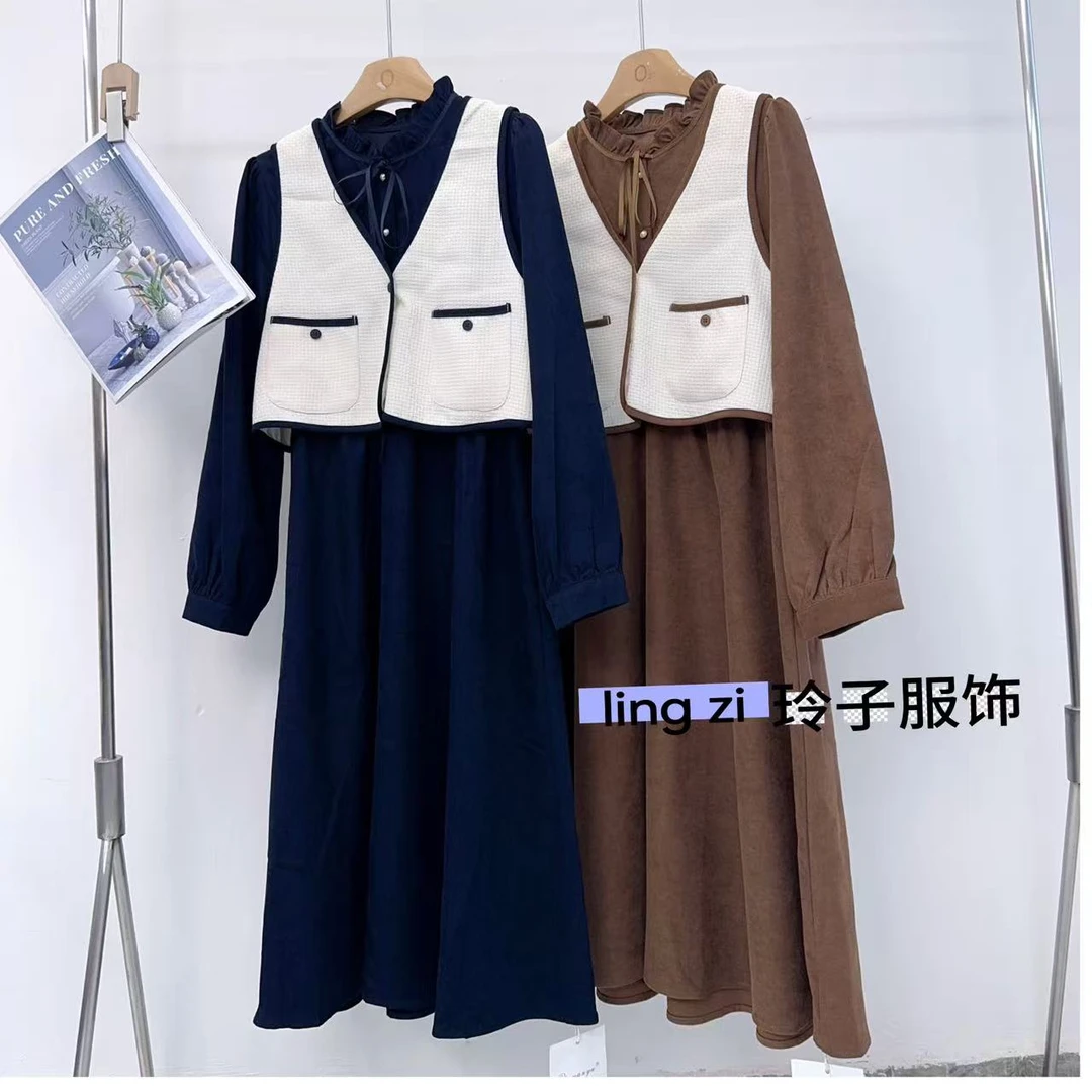 玲子 900 (扣号）法式气质春夏超显瘦连衣裙