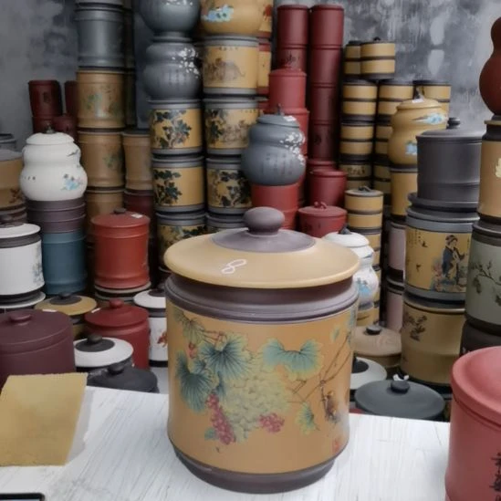 茶叶罐紫砂宝塔花鸟款8
