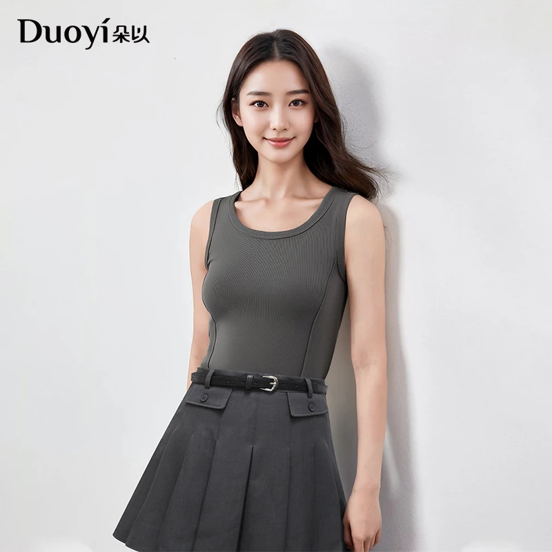 朵以2025夏季新款运动时尚休闲圆领修身无袖打底背心40VX048252