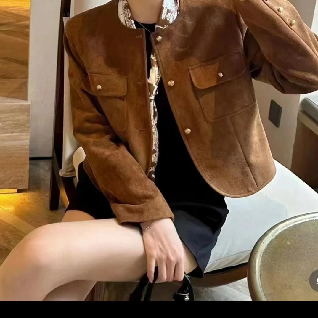 圆领薄款保暖女短款小香风短外套秋季春季欧若精灵风