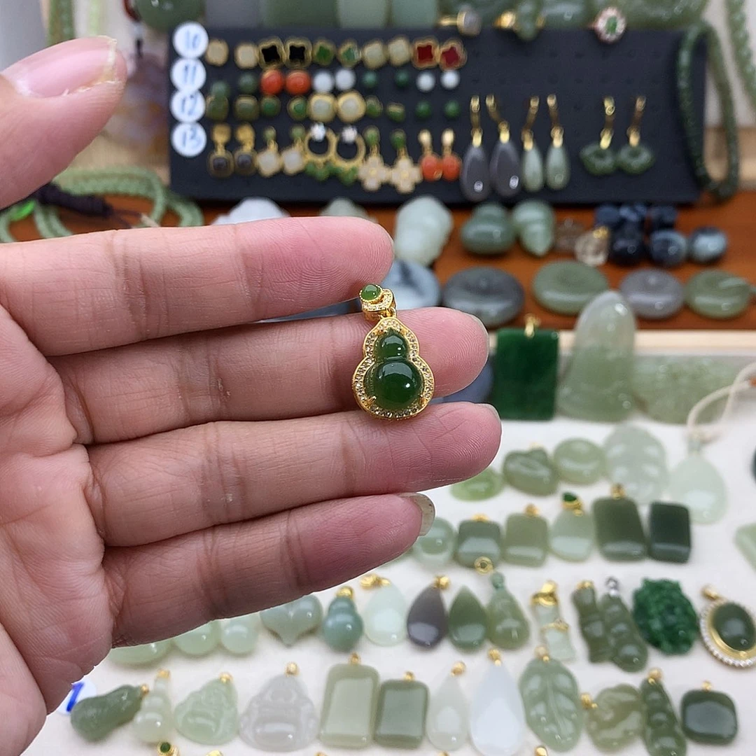 和田玉银S925镶嵌吊坠(不含链)