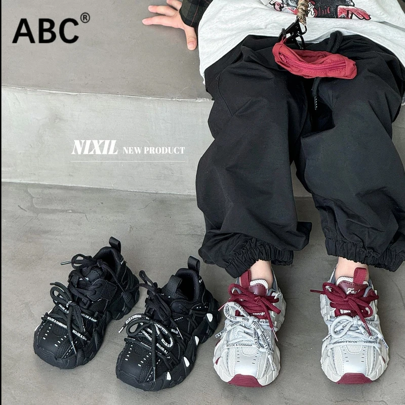ABC儿童老爹鞋2025秋款安哥拉红女童休闲鞋子轻便透气男童运动鞋