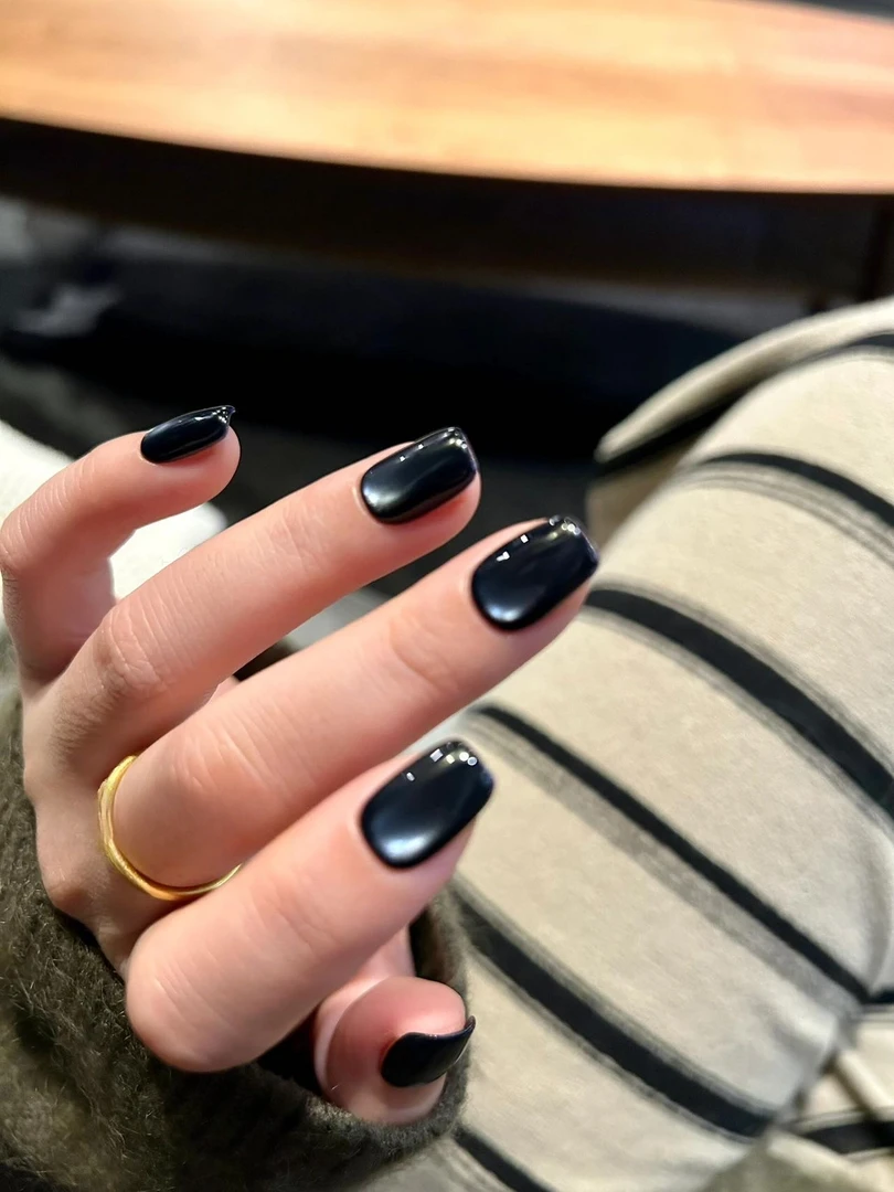 【黑珍珠】新款穿戴甲甜酷短款显白穿戴玻璃珠黑色猫眼显白穿戴美甲