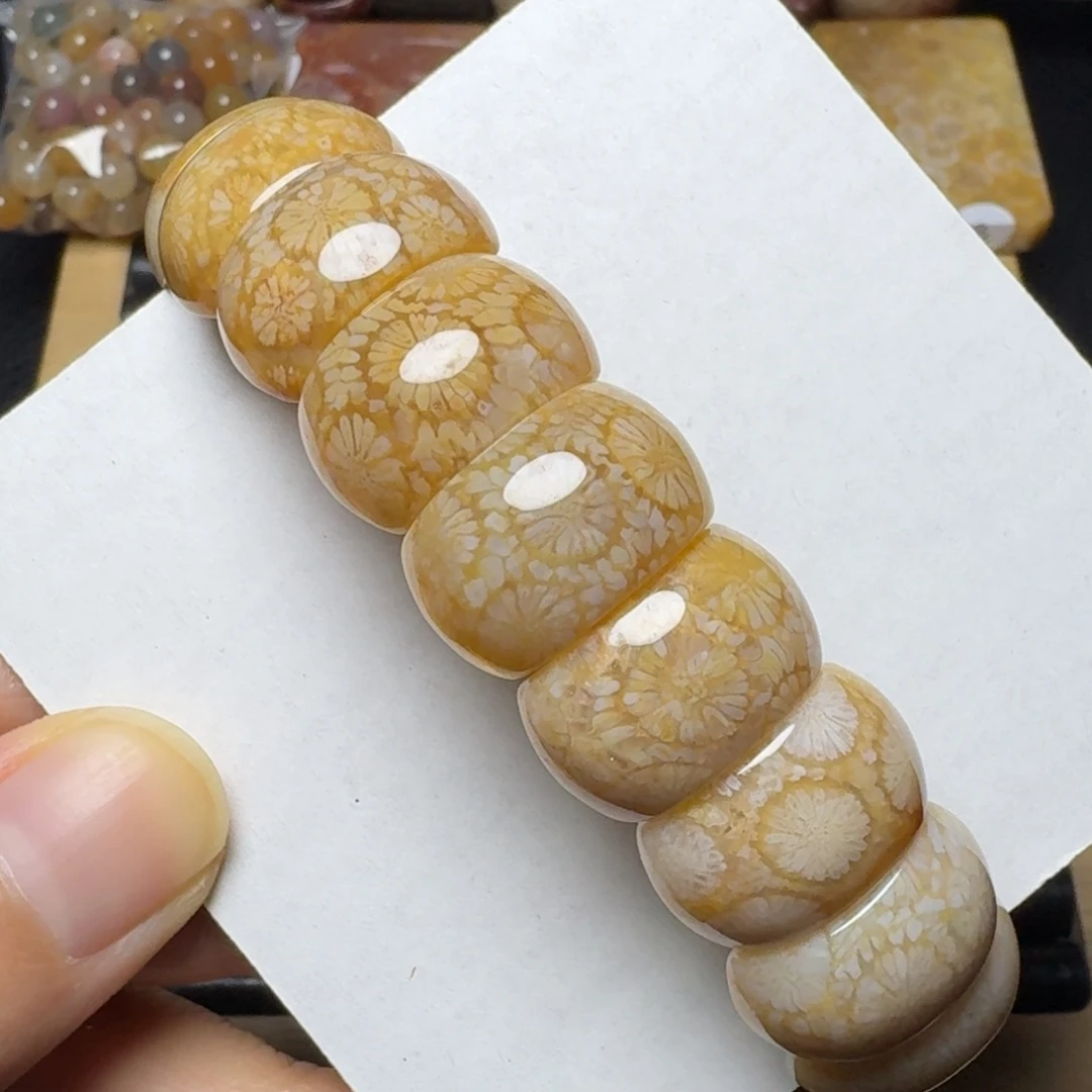 硅化玉玉透浅黄花未镶嵌