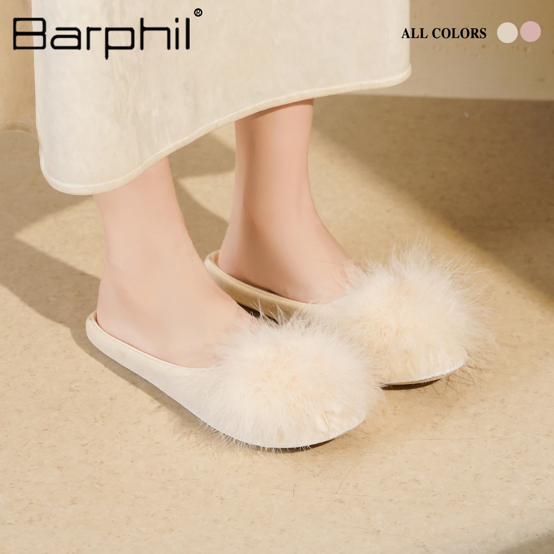 毛绒毛毛拖鞋新款2025秋冬女款拖鞋平底软底真毛室内家居鞋防滑鞋