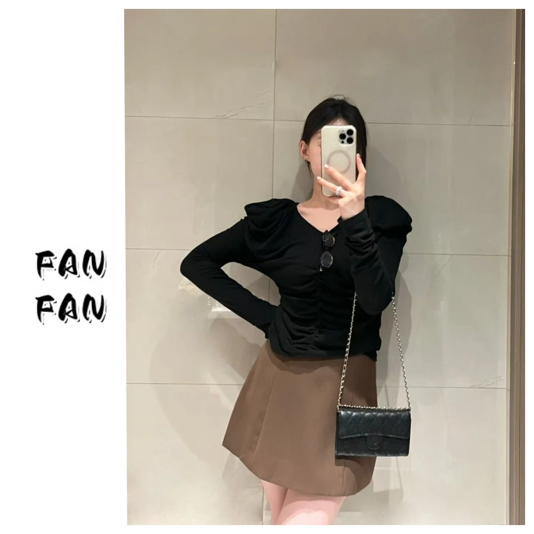FANFAN【时代新贵】法式高级感泡泡袖气质上衣