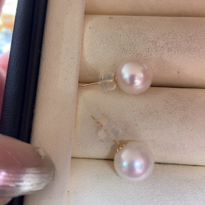 18K金镶嵌耳饰海水珍珠