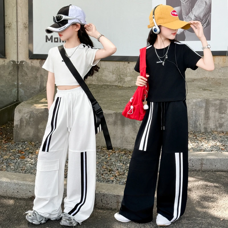 女童夏季短袖套装2025新款洋气中大童6到12岁休闲儿童夏装两件套