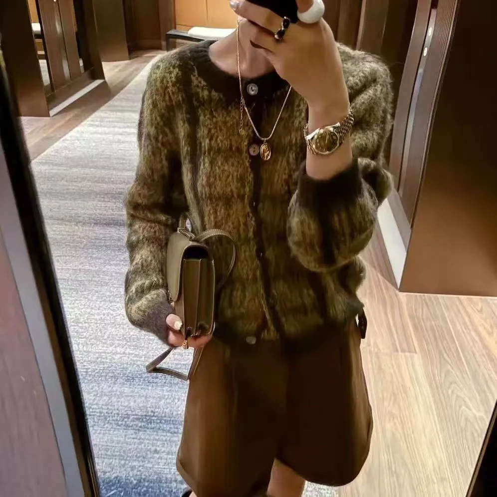 秋冬渐变色系慵懒毛衣7741拉毛衣套头针织衫女