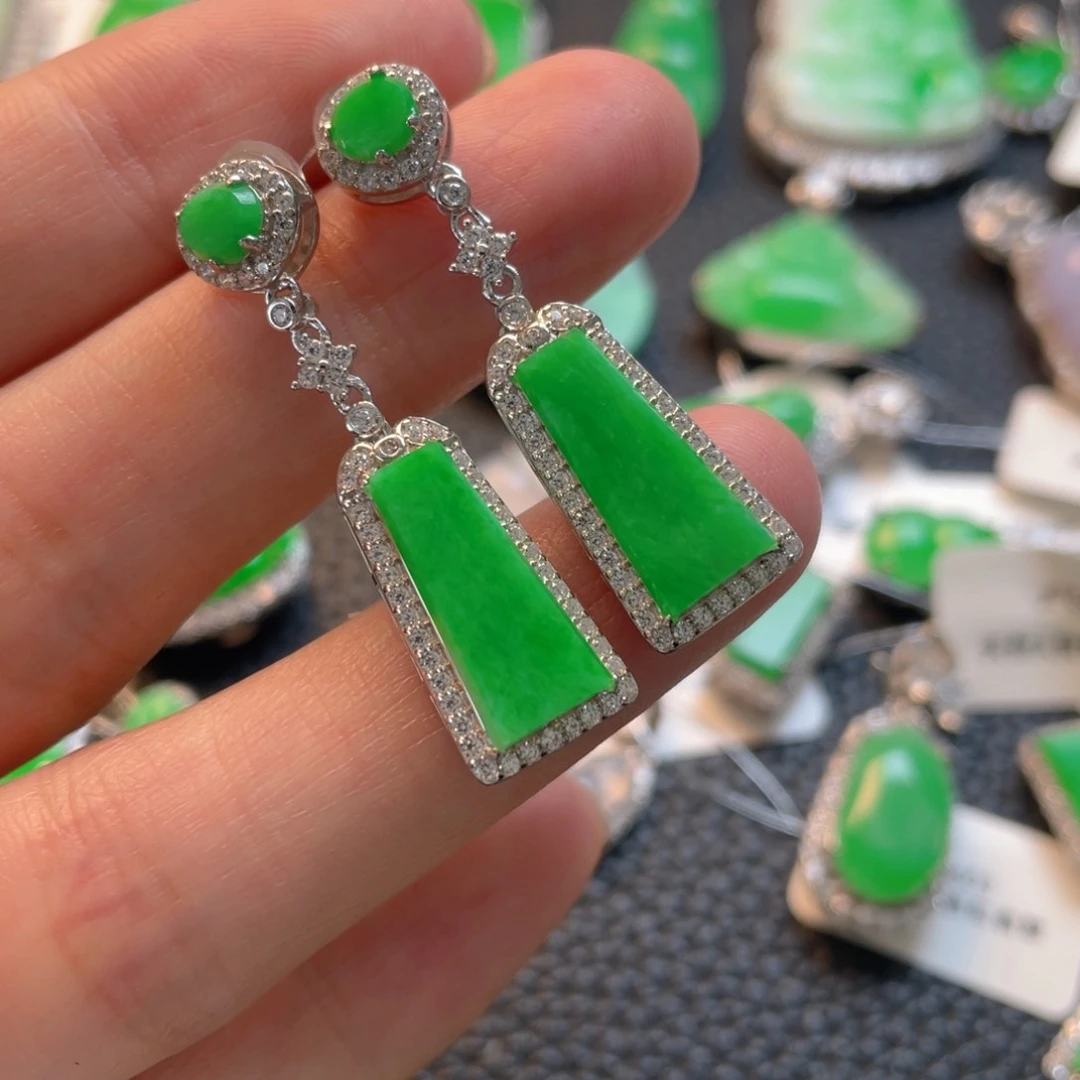 翡翠银S925镶嵌吊坠(不含链)耳坠