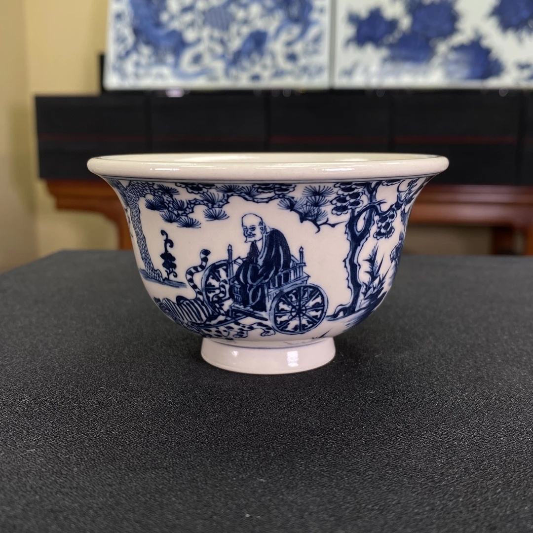 元经秘旨青花二号釉鬼谷子压手杯景德镇手工纯手绘茶具龙纹陶瓷