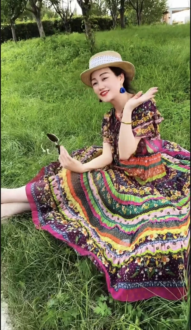 品牌原创桑蚕丝连衣裙【裙长130】