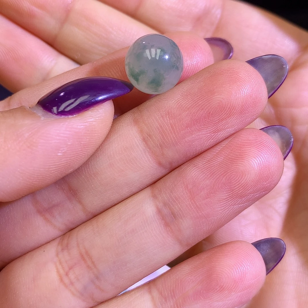 散珠翡翠天然缅甸翡翠单珠卡11.4飘绿