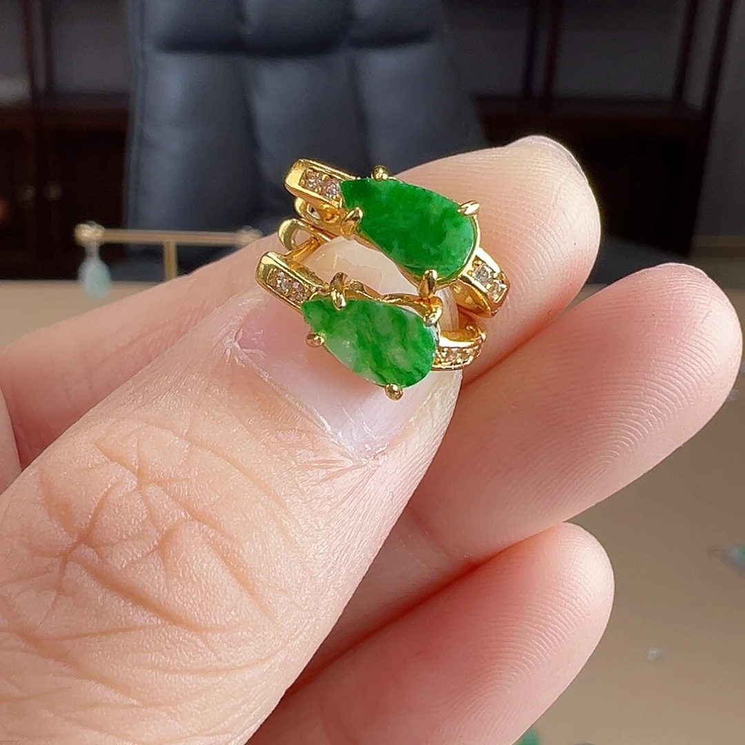 翡翠银S925镶嵌耳饰耳饰65