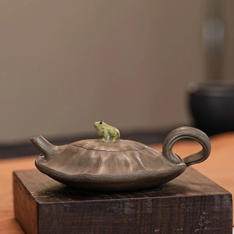 【2461青蛙莲子壶】宜兴原矿紫砂手工制作紫砂壶 仿生器 青蛙莲子壶